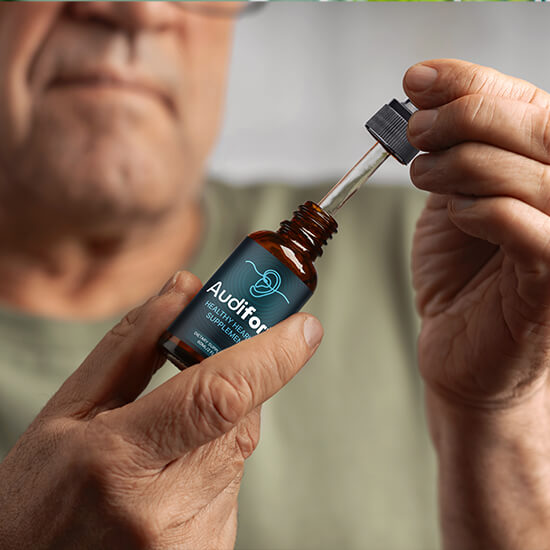 Audifort healthy hearing supplement bottle with dropper